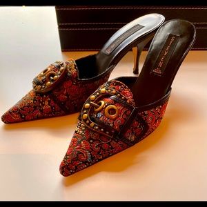 Steven by Steve Madden Embroidered Buckle Mule 3/4